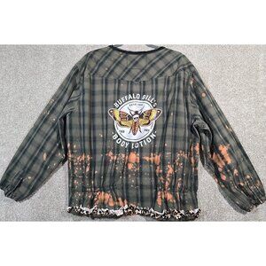 OOAK Upcycled Shacket Shirt Deaths Head Moth Dark Humor Buffalo Bill Lotion 2XL